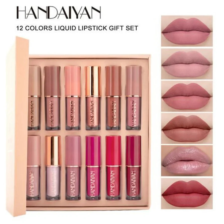 Handaiyan 12 Colors Matte Liquid Lipstick Set – Long Lasting, Waterproof & Lightweight Lipsticks for Bold & Beautiful Lips