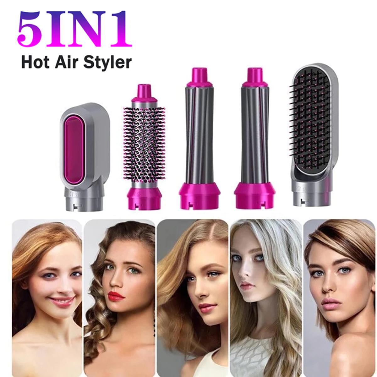 5 in 1 Electric Hair Dryer Brush with Blow Dryer, Curling Wand, Straightener, Volumizer & Scalp Massager – Salon-Style Hair Tool Kit